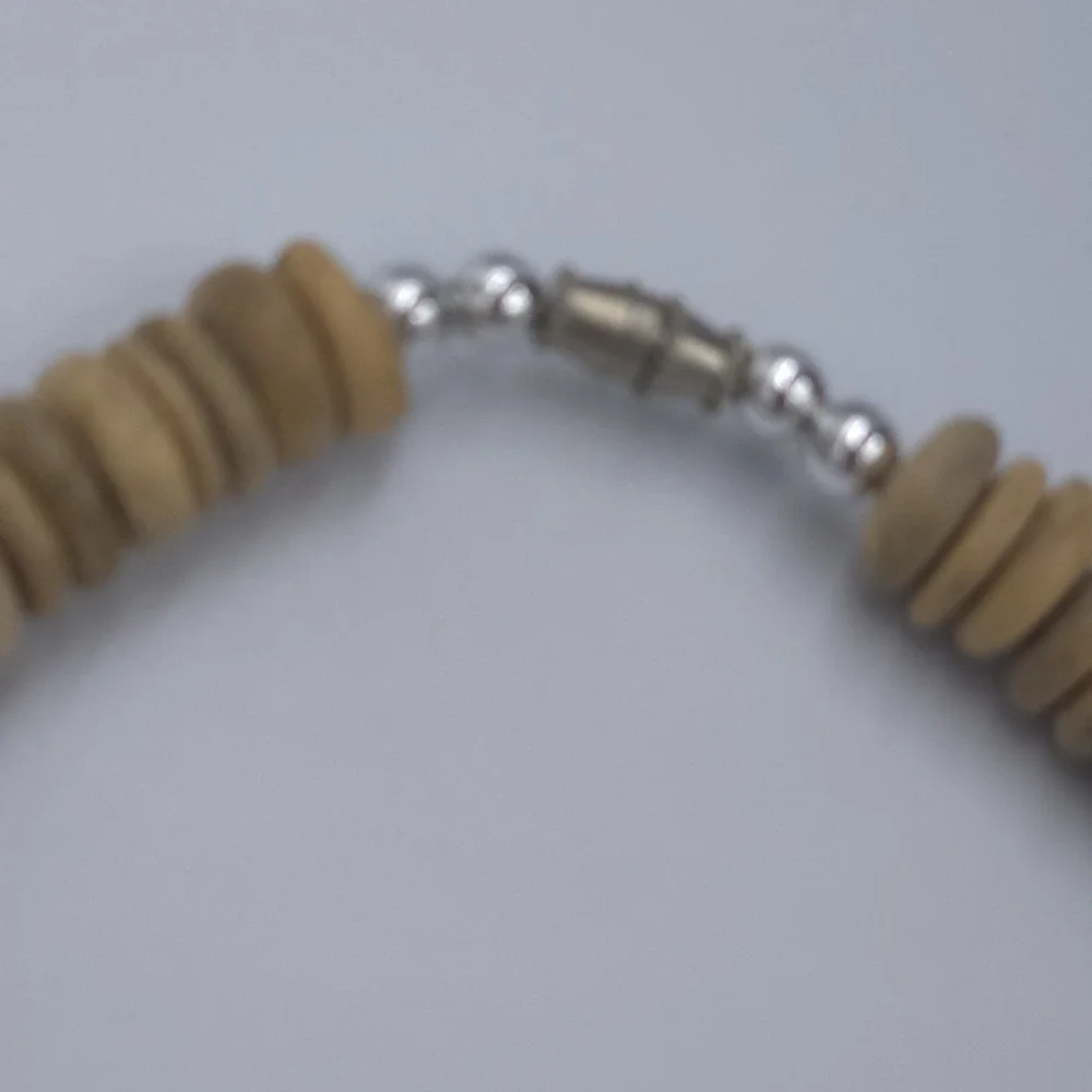 Puka Shell Necklace Hand Carved Wood Sea Turtle Pendant Brown White